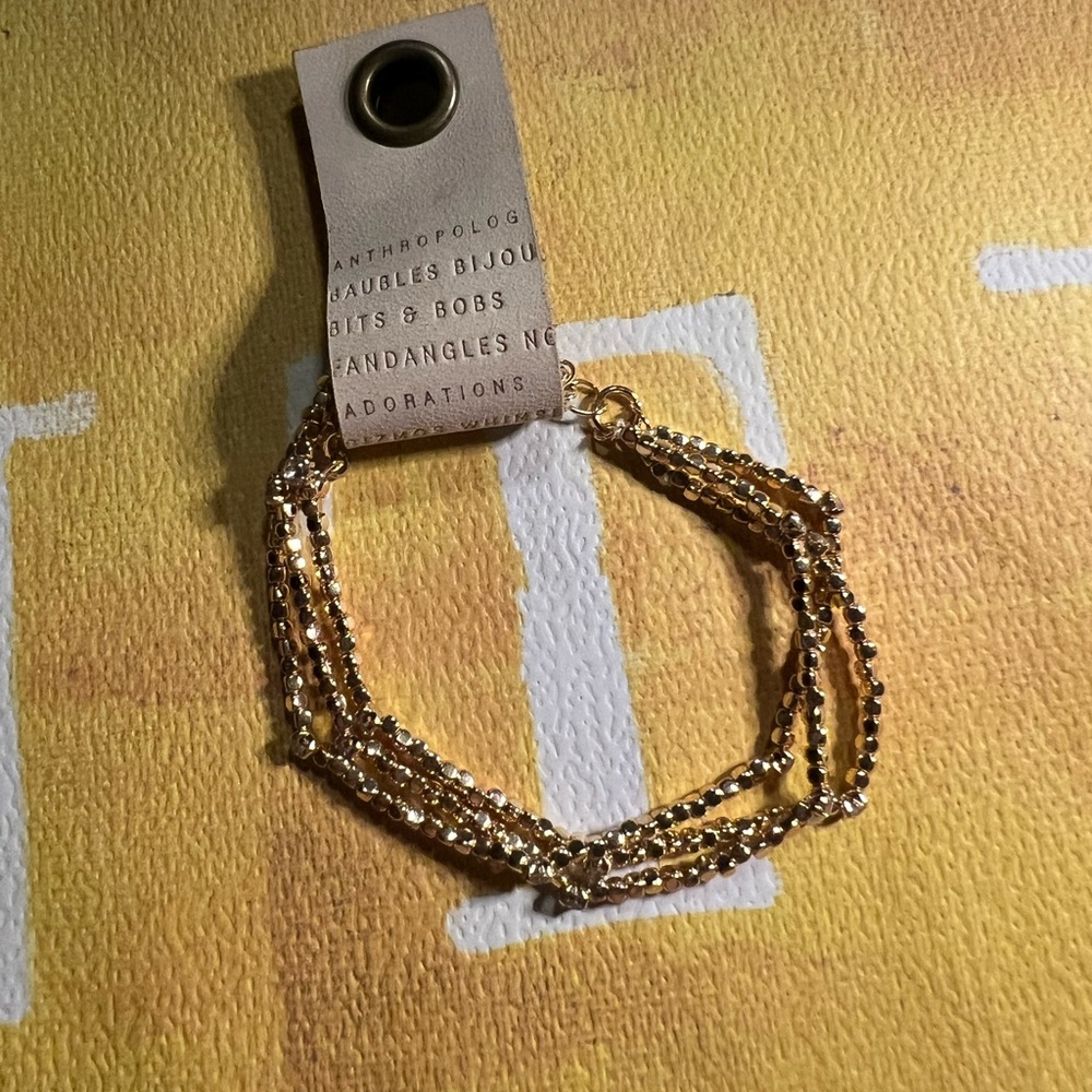 Anthropologie Beaded Stone Layered Bracelet - NWT - Gold - Picture 10 of 15